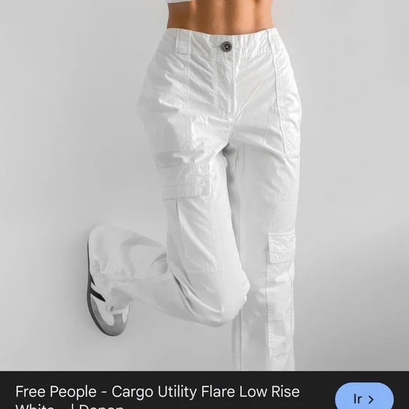 Free People White Wide-Leg Cargo Pants - Picture 4 of 15